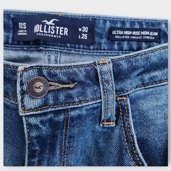 Hollister Jeans Women's 11s Distressed Ultra High-rise Mom Jean Vintage Stretch - Picture 4 of 6